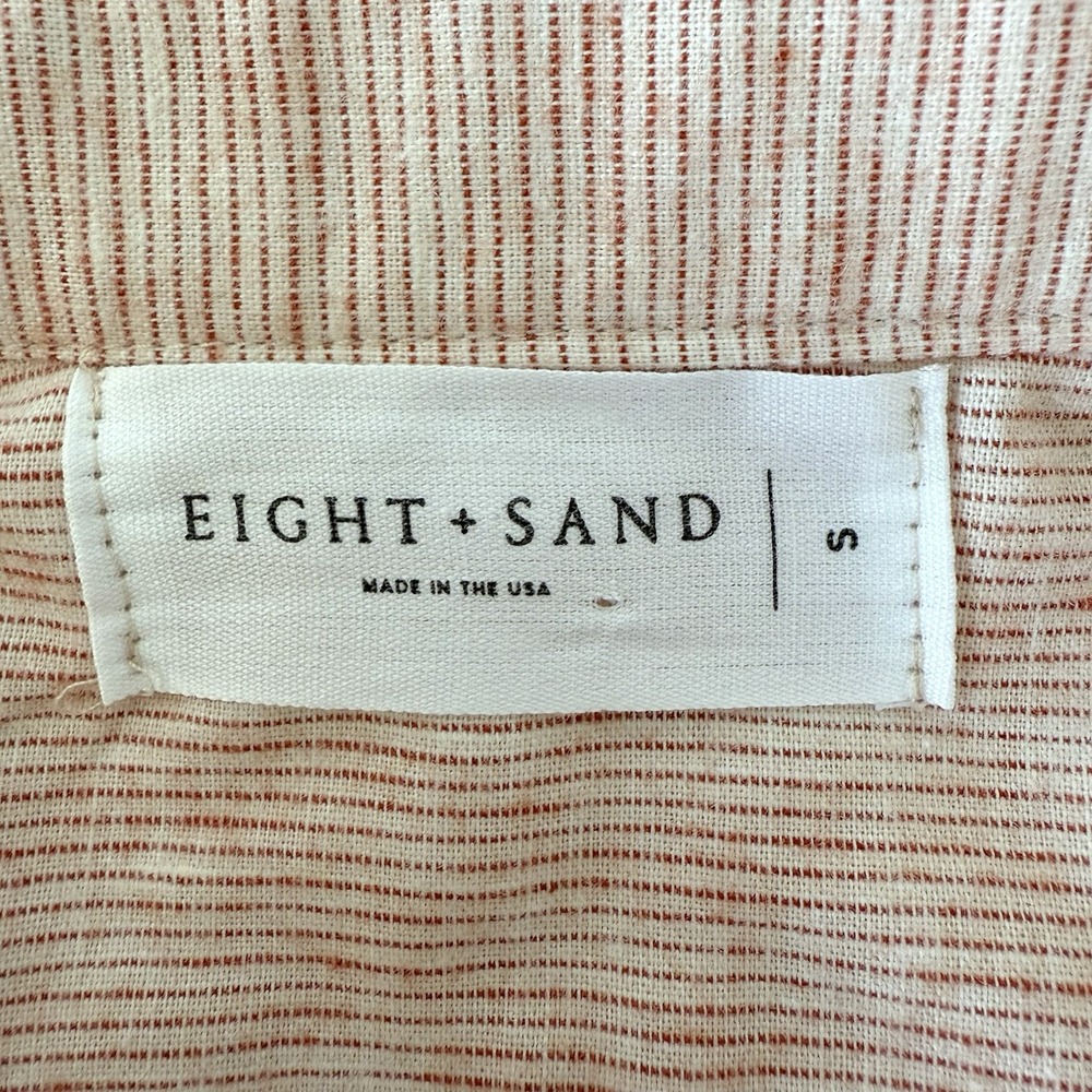 Eight Sand Stripe Popover Womens Small Linen Cotton Preppy Resortwear Minimalist - Picture 9 of 12